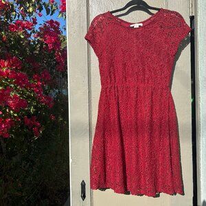dark red lace dress by Adam Levine